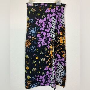 ASOS Design High Slit Bright Floral Print Midi Skirt